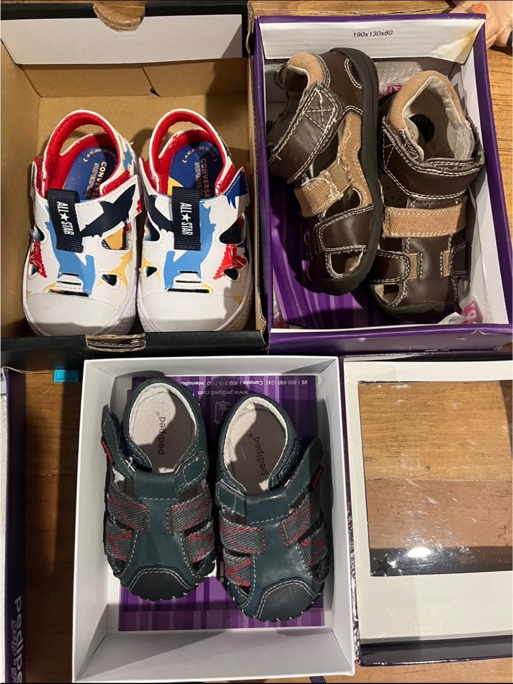 pediped Boys Navy and Red Closed-Toe Sandals